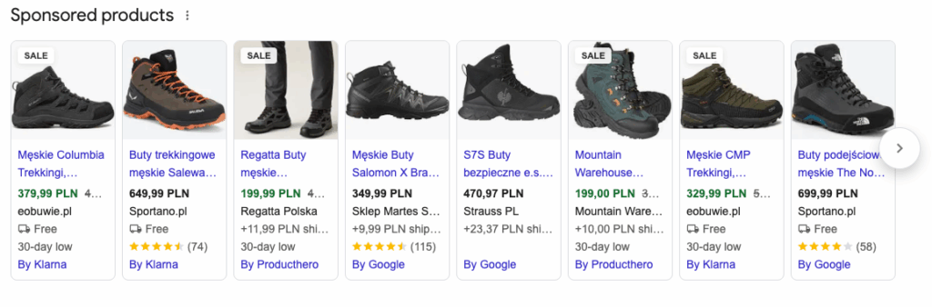 Karuzela Google Shopping jako element strategii Google Ads dla sklepu www