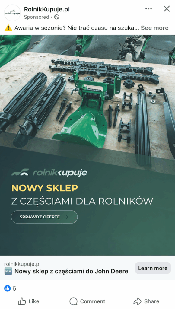 Reklama sklepu na Facebooku